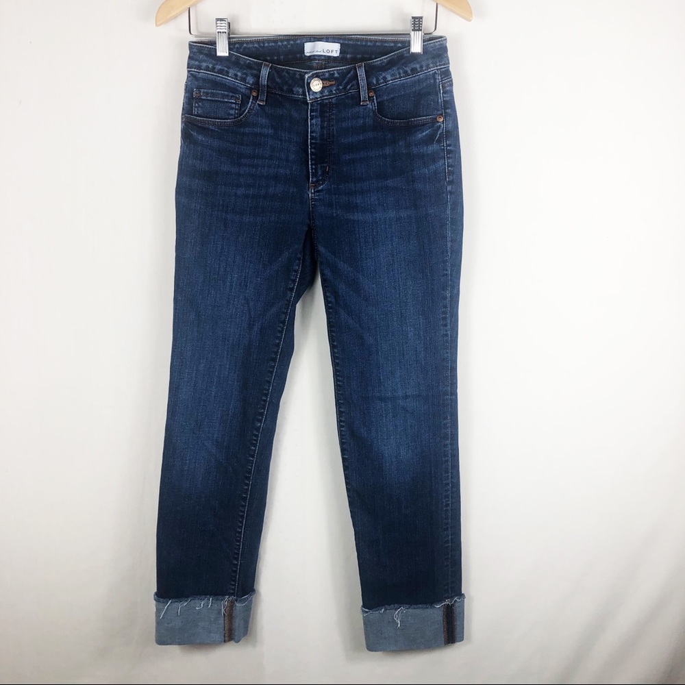 LOFT Medium Wash Raw Hem Cropped Skinny Jeans Size 28/6